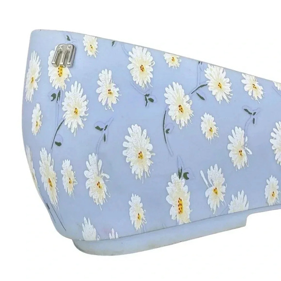 Melissa Floral Ballet Flats Sandals Shoes Size 6 Blue Daisies Pull On Round Toe - Picture 3 of 8